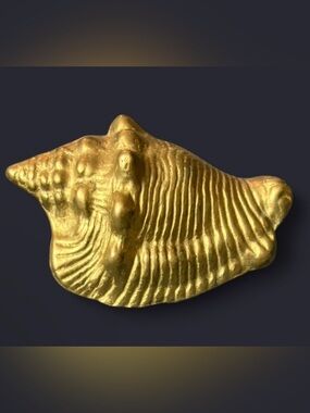 Vintage Brass Seashell Decor – Coastal Nautical Accent – Solid Brass Shell
